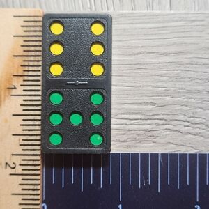 6:7 Vintage Whitman Replacement Domino Large Black Plastic Color Dots Dominoes